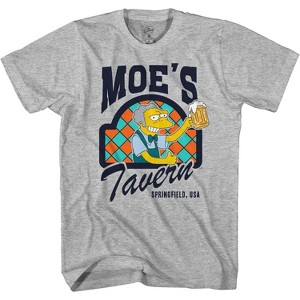 Mens' Bart Simpson Classic Shirt - The Simpsons Homer, Bart, Krusty and Moes Tavern Tee - The Simpsons T-Shirt (Grey Heather Moes, Small) - 1 of 4