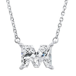 Pompeii3 Diamond "M" Initial Pendant 18" Necklace 14K White Gold Lab Created - 1 of 4