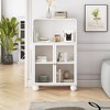 PDTEND 45.28" White Freestanding Display Storage Cabinet with Glass Door, for Bathroom, Kitchen, Living Room & Office - 4 of 4