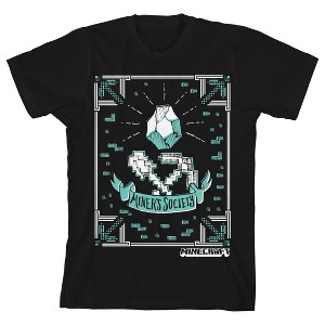 Youth Boys' Minecraft Miner's Society Short-Sleeve Black Graphic T-Shirt - 1 of 1