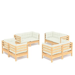 vidaXL Garden Lounge Set Cream Solid Pinewood, Fabric (100% Polyester) - 1 of 4