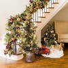 LuxenHome 4Ft Pre-Lit Artificial Green Pine Tree, Lighted Porch Tree with Pinecones, Holly Berries, and Silver Pot - 3 of 4