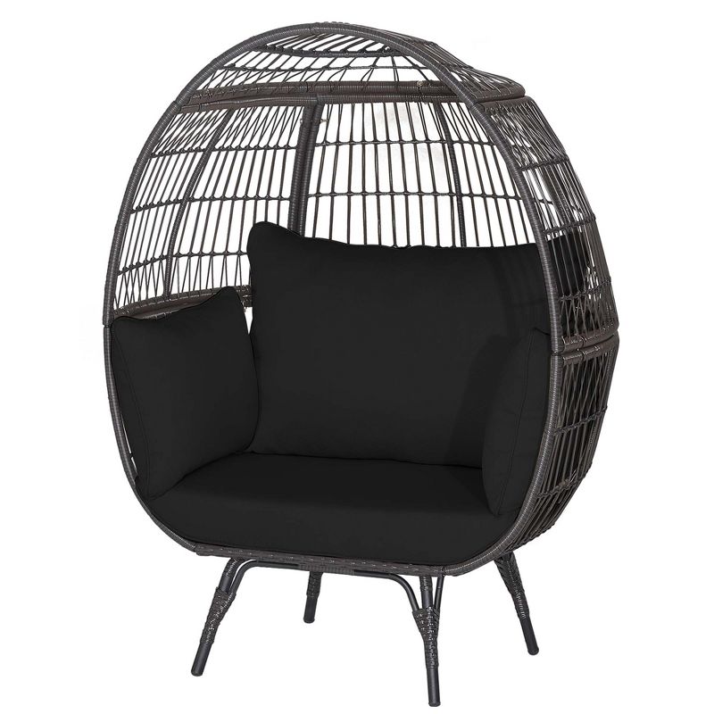 Costway Patio Oversized Rattan Wicker Egg Chair Lounge Basket 4 Cushion Indoor & Outdoor, 3 of 10