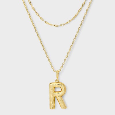 14K Gold Dipped Cubic Zirconia Duo Initial Multi-Strand Necklace - A New Day™ Gold