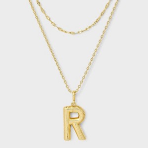 14K Gold Dipped Cubic Zirconia Duo Initial Multi-Strand Necklace - A New Day™ Gold - 1 of 4