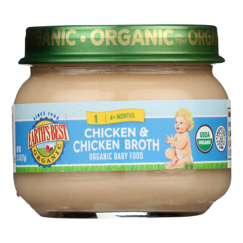 Earth's Best Organic Chicken and Chicken Broth Baby Food 4+ Months - Case of 10/2.5 oz, 2 of 7