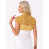 INSPIRE CHIC Women's Lace Stand Collar Pearl Button Short Sleeve Cropped Shrug - 4 of 4