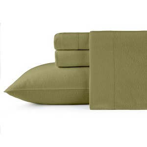 Pointehaven 180 GSM Brushed Cotton Solid Soft Flannel Deep Pocket Oversized Sheet Set - 1 of 4