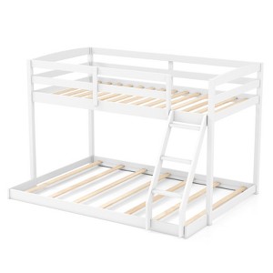 Tangkula Twin Over Full Bunk Bed Solid Wood Bunk Bed with Integrated Ladder & Safety Guardrails - 1 of 4
