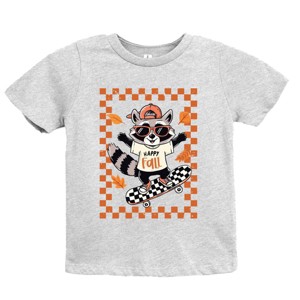 Happy Fall Racoon Skater - Youth Short Sleeve Graphic T-Shirt and Toddler Short Sleeve Graphic T-Shirt - 1 of 3