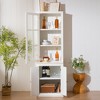 75.25"Tall MDF Freestanding Pantry Cabinet with Glass Doors, Lattice Windows and Bi-Directional Door for Hallways, Living Room - 4 of 4