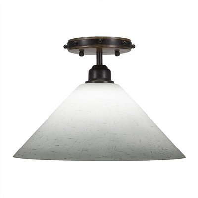 Toltec Lighting Blacksmith 1 - Light Flush Mount in  Painted Wood/Dark Granite with 12" White Muslin Shade