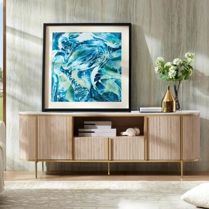 SinCiDo Luxury 70" Fluted TV Stand, Modern TV Console for TVs Up to 80 inches, Faux Marble Top & Curved Design - 1 of 4