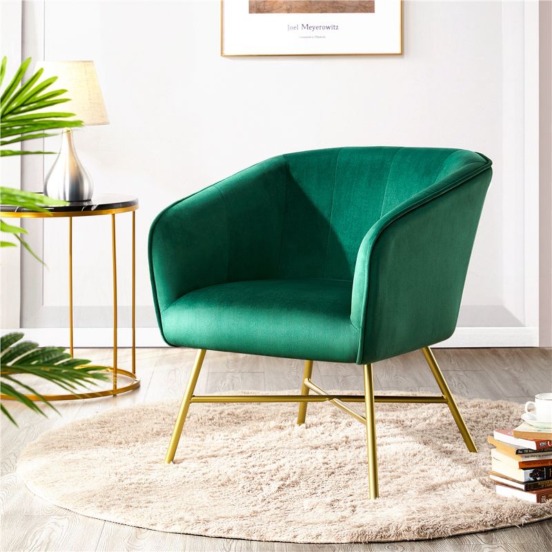 Yaheetech Velvet Upholstered Accent Chair with Backrest Armrest for Living Room, 2 of 8