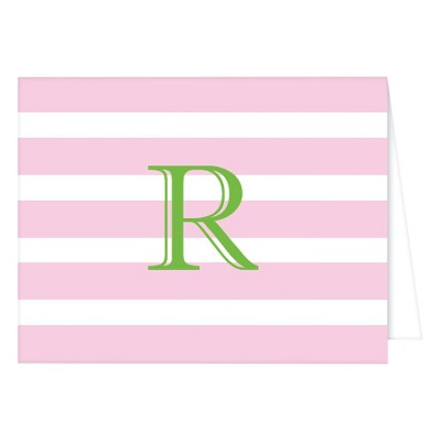 "R" Monoram Cabana Stripe Folded Notes Collections Light Pink