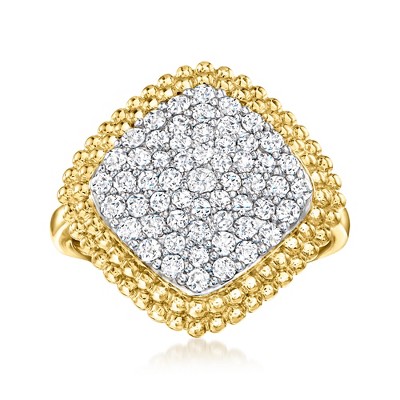 Ross-Simons 1.00 ct. t.w. Pave Diamond Beaded-Edge Ring in 18kt Gold Over Sterling