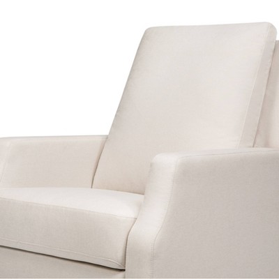 Cream Eco-Weave Swivel Recliner with Wood Base