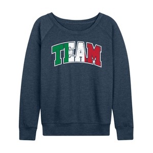 Women's - Instant Message - Team Italy Lightweight French Terry Wide Neck Long Sleeve Graphic Shirt - 1 of 4