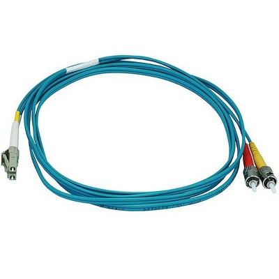 Monoprice Fiber Optic Cable - 2 Meter - Aqua | LC to ST, OM3, 50/125 Type, Multi Mode, 10Gb, Duplex