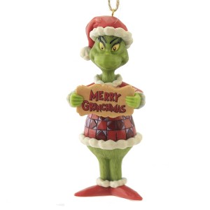 Jim Shore 5.0 Inch Grinch Merry Grinchmas Ornament Christmas Dr Seuss Tree Ornaments - 1 of 3