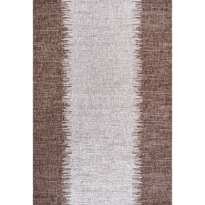 Coastal Cottage Strie Effect Brown/Beige Synthetic Area Rug 5x8