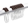 Home Mart Goods Chocolate Brown Fabric Textured Glam luxury Shower Curtain With 12 Metal Roller Ball Hooks - 72" x 72" - 2 of 3