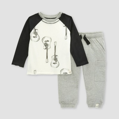 Image of Burt's Bees Baby® Boys' Acoustic Guitar T-Shirt & French Terry Pant Set - 6M