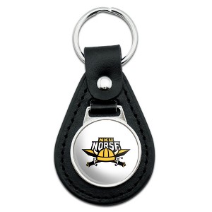 Northern Kentucky Norse Logo Black Leather Keychain - 1 of 4