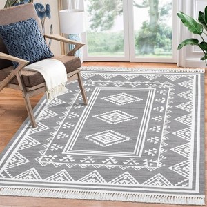 Bedroom Area Rug Boho Accent Throw Floor Cover Non Slip Stain Resistant Rug Farmhouse Bordered Carpet for Living Room Bedroom Home Decor - 1 of 4