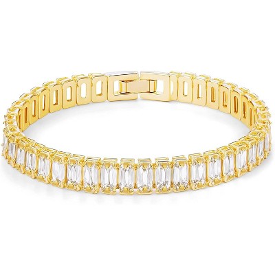 14K Gold Plated Tennis Bracelet for Women – Classic CZ Link Design, Fits 6.0"–7.2" Wrists – Stylish Sparkling Jewelry Gift
