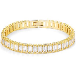 14K Gold Plated Tennis Bracelet for Women – Classic CZ Link Design, Fits 6.0"–7.2" Wrists – Stylish Sparkling Jewelry Gift - 1 of 4