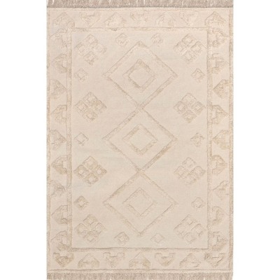 Nuloom Esteri Geometric Cotton Tassel Indoor Area Rug, 4' x 6', Beige