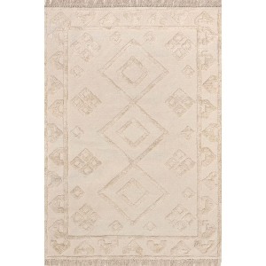 Nuloom Esteri Geometric Cotton Tassel Indoor Area Rug, 4' x 6', Beige - 1 of 4