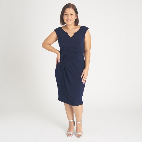 Connected apparel navy blue dress hotsell
