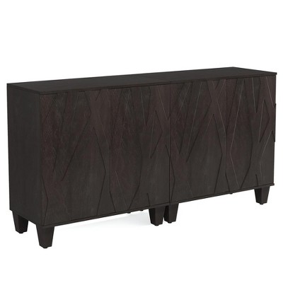 Resenkos Sideboard Buffet, Kitchen Storage Cabinet,55" Sideboard Buffet Storage Credenza Cabinet with Solid Wood Legs,Black