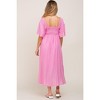 Pinkblush Pink Front Tie Ruffle Sleeve Maternity Midi Dress - 3 of 4