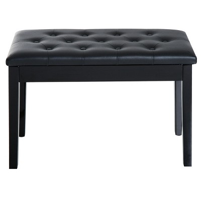 GlasFlength Ottomans and Benches Piano Bench with Faux Leather Padded Cushion Button Tufted Keyboard Bench for Piano room, Black, 31.5"*15.25"*6.25"