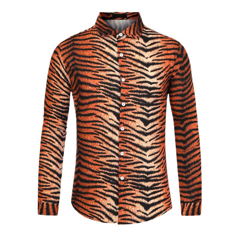 Lars Amadeus Men's Animal Print Button Down Long Sleeves Party Vintage Shirts, 1 of 7