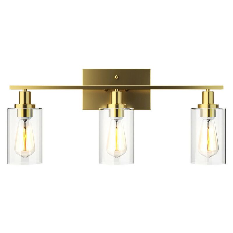 Costway 3-Light/4-Light Wall Sconce Modern Bathroom Vanity Light Fixtures with Clear Glass Shade, 1 of 11