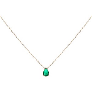 Unique Bargains Women's Birthstone Cubic Zirconia 18K Gold Plated Teardrop Necklace 17.7" - 1 of 4