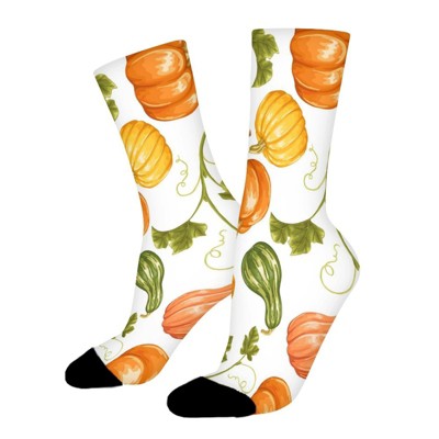 Autumn Pumpkin Women Printed Crew Socks Funny Funky Socks Soft Polyester Novelty Gifts for Artists Men