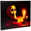 Northlight 15.75" Halloween Prelit LED Antique Candle and Skull Canvas Wall Art - Black/Orange - 3 of 4