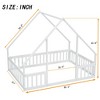 JUJABU Full Wood House-Shaped Floor Bed with Fence, Guardrails - 3 of 4