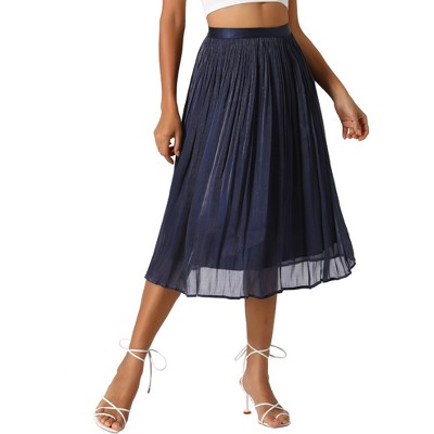 Allegra K Women's Pleated Elastic Waist Casual Accordion Midi Skirt