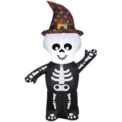 Gemmy Airblown Inflatable Skeleton W/witch Hat , 4 Ft Tall, Multi : Target