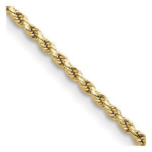 Black Bow Jewelry 2mm 14K Yellow Gold Diamond Cut Hollow Rope Chain Necklace - 1 of 4