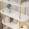 71" Bookshelf 5 Tier Bookcase Arched Display Racks Tall Bookshelf Freestanding Open Storage Shelf - 3 of 4