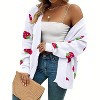 Women's Plus Size Cardigan Soft Print Long Sleeve Open Front Knit Sweaters - 2 of 4