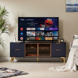 Bella Depot Modern TV Stand for TVs Up to 65" with Aluminum Frame Glass Door and Adjustable Metal Feet - 1 of 4