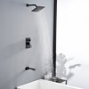 Sumerain Black Tub and Shower Faucet Set, Anti-scalding Pressure Balance Valve, Waterfall Tub Spout - 2 of 4